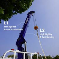 Xinfeigong 3.2 Ton 360 °   Kran Hidrolik Boom Heksagonal Rotary yang Dipasang di Truk dengan Rentang Penyangga yang Dapat Disesuaikan 3m