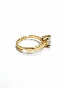Bague de fiançailles solitaire en diamant de laboratoire taille poire en argent 925 / or jaune 10K 14K 18K à vendre - Product Image 2