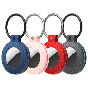 Étui de protection pour porte-clés Apple <span class=keywords><strong>AirTag</strong></span>, en PC, double couleur, texture fibre de carbone, avec boucle de verrouillage sécurisée - Product Image 6