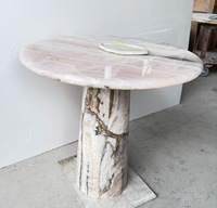 Table à manger ronde classique de luxe moderne en jade rose naturel pour hôtel, utilisation comme plateau de vanité, vente directe d'usine