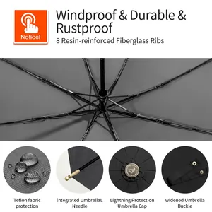 Strong windproof Business sunshade paraguas custom logo three-folding fully automatic umbrella with flared handle for the rain