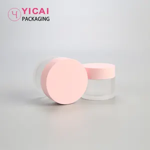 0.5oz 1oz 2oz 4oz 8oz Clear Bulk Acrylic Nail Powder Jar Plastic Cosmetic Jars With Matte Pink Lid Cosmetic Packing Container