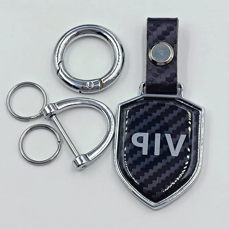 Niya Cheap Personalized Custom Zinc Alloy Car Metal Keyrings Leather Promotional Item Carbon Fiber Keychain