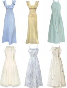 Nuevos Vestidos Florales Vintage de Primavera <span class=keywords><strong>y</strong></span> Otoño para Mujer, con Cintura Elástica, Manga Corta, Lazo en Tirantes, Cuello en V <span class=keywords><strong>y</strong></span> Estilo Coreano a la Moda - Product Image 3