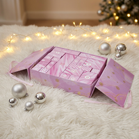 Calendrier de l'Avent de Noël à double porte magnétique 2026, boîte en papier vide à remplir pour 24 jours, emballage cadeau rose de luxe