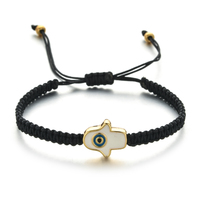 Bracelet ajustable main de Fatima Hamsa, breloque œil porte-bonheur, fil rouge tressé, perles carrées en verre cristal pour femmes et hommes, style bohème