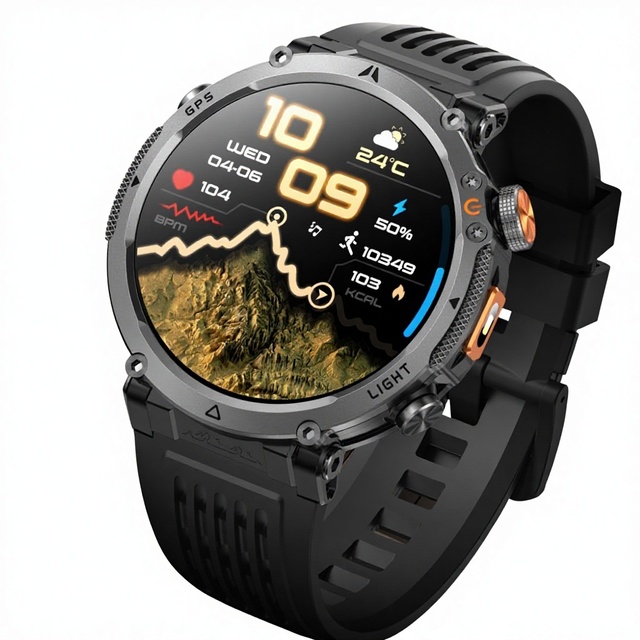 New Smartwatch for Calling GPS Positioning Heart Rate Blood Oxygen Monitoring Outdoor Sports Silicone Waterproof HT42