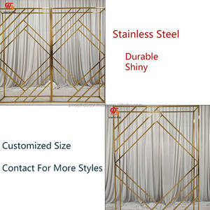 SMOOTH Customizable <b>Gold</b> Stainless Steel Geometric Rectangular Flower Frame Mirror Design Stand Removable Wedding <b>Decoration</b> - Product Image 2