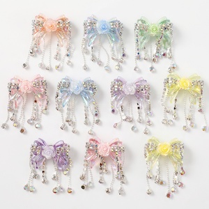 Catena di <span class=keywords><strong>perline</strong></span> acriliche con strass e fiocco a nappa lunga fai da te, per creazione di gioielli, accessori all'ingrosso per penne e borse - Product Image 2