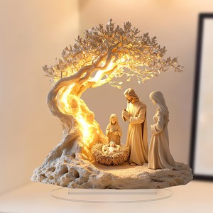 Statue de jésus arbre vie nouveau-né décoration de bureau résine acrylique ornement écologique décoration suspendue transfrontalière pour - Product Image 4