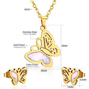 Ensemble de bijoux en or Asonsteel Dubaï plaqué or 24 carats, collier et boucles d'oreilles à double chaîne pour femmes - Product Image 3