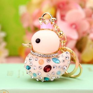 New Fashion Yellow Baby Duck Key Ring Purse <b>Bag</b> Keyring Rhinestone Keychain Charm Pendant <b>Gift</b> Keyfob - Product Image 2