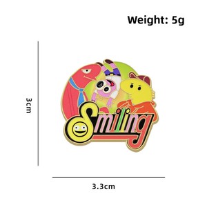 Pin de solapa esmaltado de recuerdo, colorido, de dibujos animados, con diseño de personaje Kawaii sonriente, de los amigos <span class=keywords><strong>Alan</strong></span> y Glep, para fans - Product Image 5