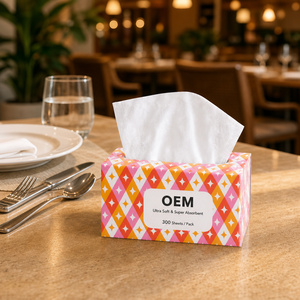 Mouchoirs en papier pour <span class=keywords><strong>restaurant</strong></span> et café, paquet souple, impression personnalisée, 3 plis, pâte de bois vierge, 300 feuilles - Product Image 1