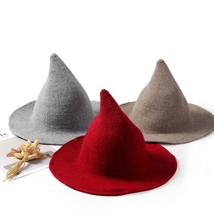 Floppy Fedora Đảng Mũ Halloween Phụ Nữ Len Hat <span class=keywords><strong>Wizard</strong></span> Dệt Kim Phù Thủy Mũ - Product Image 2