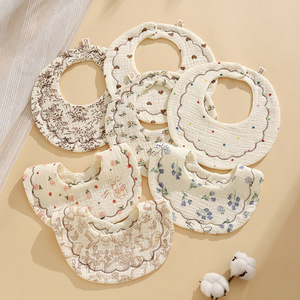 Bavoirs pour bébé en coton 100% personnalisés à <span class=keywords><strong>6</strong></span> couches, jolis imprimés en forme de pétale, bavoirs en mousseline pour nourrissons - Product Image 1