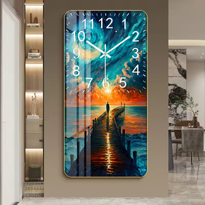 Grande orologio rettangolare moderno pittura decorativa di cristallo porcellana moda per la casa per le <span class=keywords><strong>pareti</strong></span> del soggiorno e del ristorante - Product Image 1