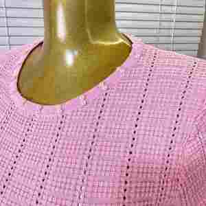 Robe en tricot élégante à col rond, à manches courtes, à perles, à découpes, cintrée et amincissante pour femmes, Maxfree - Product Image 6