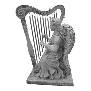 รูปปั้นนางฟ้าเล่นพิณลม - ของตกแต่งรูปนางฟ้าเล่นพิณทำจากเรซิ่นสำหรับสวน ลานบ้าน และบ้าน ของตกแต่งดนตรีกลางแจ้ง ของขวัญ - Product Image 5