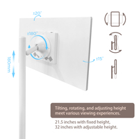 Televisor Inteligente Portátil de 24 Pulgadas con Pantalla Táctil LCD, Base Móvil con Ángulo Ajustable, Mini TV