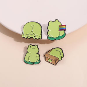 Pin de Esmalte Suave con Diseño Personalizado de Rana de Dibujos Animados al por Mayor, Insignia de Metal a Granel, Pin para Sombrero con Impresión Serigráfica Offset, Logotipo de Hojalata sin Pedido Mínimo - Product Image 4