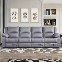Canapé modulable convertible 4 places en cuir écologique de luxe moderne, inclinable et extensible, pour salon
