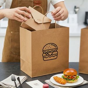 Sacs en papier biodégradables et recyclables personnalisés avec logo, et boîtes à hamburgers pour restaurants de restauration rapide - Product Image 5