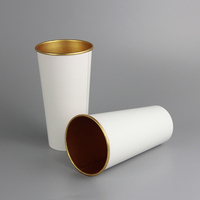 Gobelet en papier à paroi simple avec revêtement intérieur en feuille d'or, gobelet en papier jetable personnalisé pour le café avec couvercle