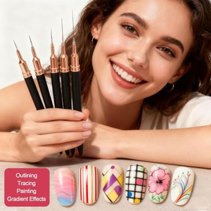 Kit de pinceaux pour nail art 11 pièces avec pince à épiler, tampon de levage et languette adhésive pour la conception en salon - Product Image 2