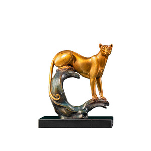 Figurine de léopard en cuivre massif, décoration de bureau Feng Shui, cadeau de bureau, pièce unique - Product Image 3