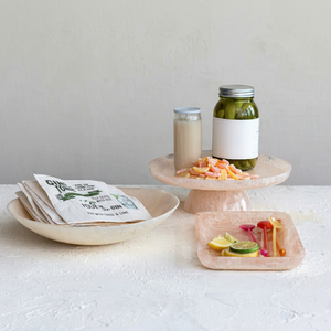Ensemble de plats de service en résine rose, design ovale minimaliste, faits à la main, compatibles lave-vaisselle, écologiques, en stock pour les fêtes - Product Image 1