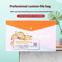 Sac de rangement personnalisé A5 avec logo de dessin animé, fermeture à bouton-pression, pochette de fichier transparente A4 épaisse, boîte de classement, papier d'essai publicitaire
