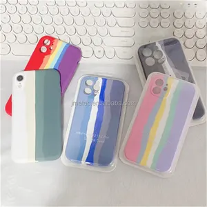 Hot Verkopen Nieuwe Aankomst Schokbestendige Bumper Vloeibare Kleurrijke Regenboog Siliconen Telefoonhoesje Voor Iphone 14 Pro Max
