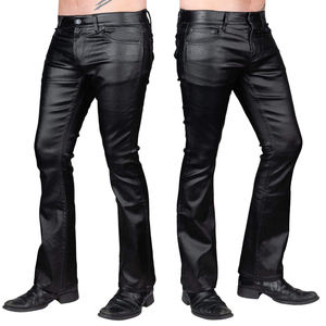 定制男士剪裁n缝黑色人造革外观修身低腰蜡质牛仔皮裤男士靴子剪裁Trauser男士牛仔裤 - Product Image 3
