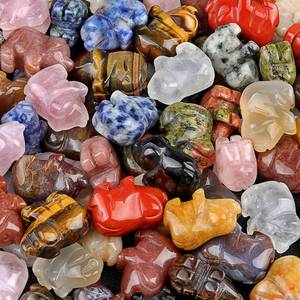 Ornement en pierre sculptée <span class=keywords><strong>de</strong></span> 25 mm en forme <span class=keywords><strong>de</strong></span> cochon, œil <span class=keywords><strong>de</strong></span> <span class=keywords><strong>tigre</strong></span> et quartz <span class=keywords><strong>rose</strong></span>, pierres précieuses, ensemble cadeau personnalisé pour fêtes, vacances et décoration <span class=keywords><strong>de</strong></span> bureau - Product Image 5