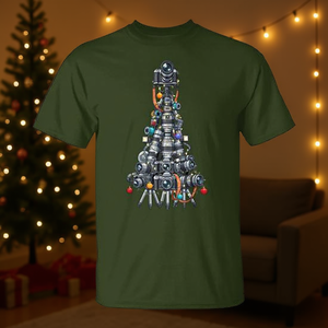 Camiseta para mujer con diseño de árbol de Navidad y fotógrafo con cámara - Product Image 3