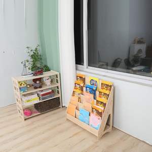 Venta al por mayor de muebles de madera <span class=keywords><strong>Montessori</strong></span> para niños estantería de madera natural para niños biblioteca estantería de un solo lado para niños - Product Image 3