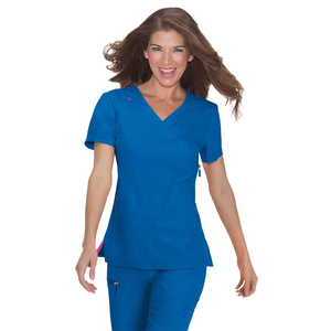 Uniforme médical en coton mélangé, sans couture, écologique, uni, à col en V, pour infirmières dentaires, services OEM en gros - Product Image 1