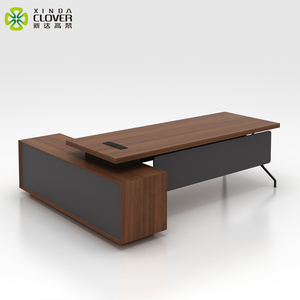 Ensemble de bureau de direction moderne et luxueux en métal en forme de L avec tiroirs pour le patron - Product Image 2