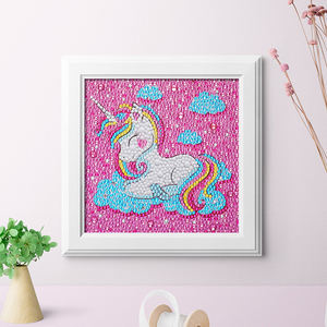 Kit de peinture de <span class=keywords><strong>diamant</strong></span> pour enfants, bricolage 5D, cristal, <span class=keywords><strong>licorne</strong></span>, dessin animé, avec cadre, décoration de maison - Product Image 1