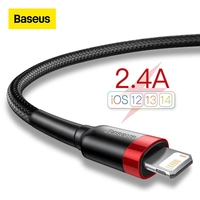 Câble USB de charge rapide Baseus 2.4A pour IP14 13 12 11 Pro Max, câble de chargeur de téléphone intelligent de 0,5 1 2 3 mètres, câble de données USB