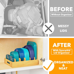 Hot bán tre Nắp Organizer đựng thức ăn có nắp đậy chủ cho nhà bếp ngăn kéo lưu trữ với <span class=keywords><strong>5</strong></span> có thể điều chỉnh ngăn - Product Image 4