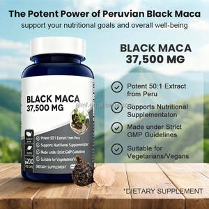 37500mg Krachtig 50:1 Peruaans Extract Max. Sterkte 200 Veg Capsules GMO Vrij Glutenvrij GMP Zwarte <span class=keywords><strong>Maca</strong></span> Capsules - Product Image 3