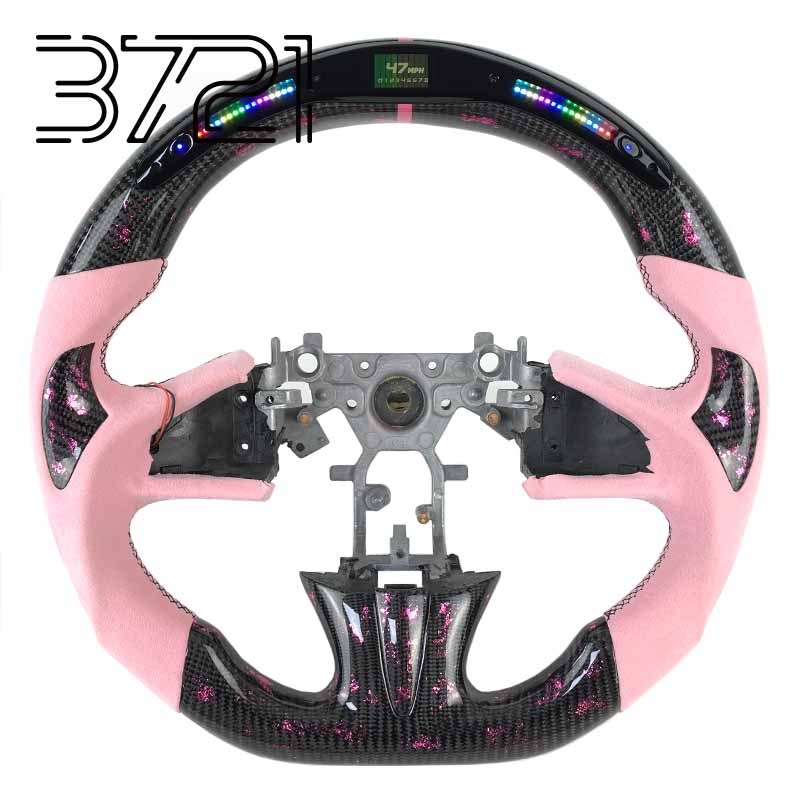 LED carbon fiber+pink smooth leather