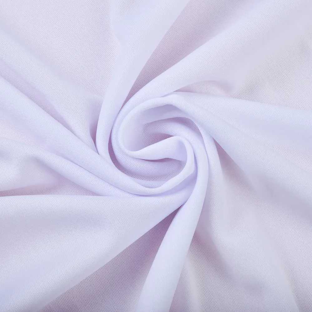 High Quality White Solid 95% Polyester 5% Spandex Elastic Stretch Milk Silk Fabrics for Garment