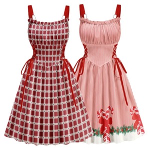 027 #   Vestido Navideño sin Mangas con Estampado de Moda para Mujer, Disfraz de Navidad, Vestidos Elegantes de Mujer - Product Image 1