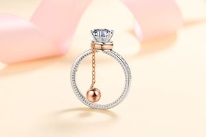 Ventes directes d'usine S925 Silver Female Rotating Bead Ring Incrusté de Moissanite Cool Single Moissanite Ring - Product Image 5