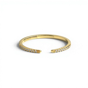 Luxury 18K 14K Gold Plated <b>Split</b> Band Engagement <b>Ring</b> Pave Round Brilliant Cut Lab Grown Diamond Open Wedding Stackable <b>Ring</b> - Product Image 1