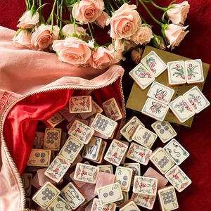 Jeu de tuiles de mahjong en opale rose nacré, acrylique, luxe, 160 tuiles, ensemble américain avec <span class=keywords><strong>beau</strong></span> bambou mahjong - Product Image 1