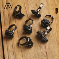 Anneaux de griffe de Tourmaline noire brute Bague ouverte Bijoux en bronze antique Cadeau pour homme